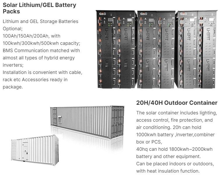 ESS 10 سنوات مدة الحياة خزانة بطارية في الهواء الطلق 1MWh 5MWh 10MWh 20ft 40ft حاوية نظام تخزين الطاقة بطارية شمسية